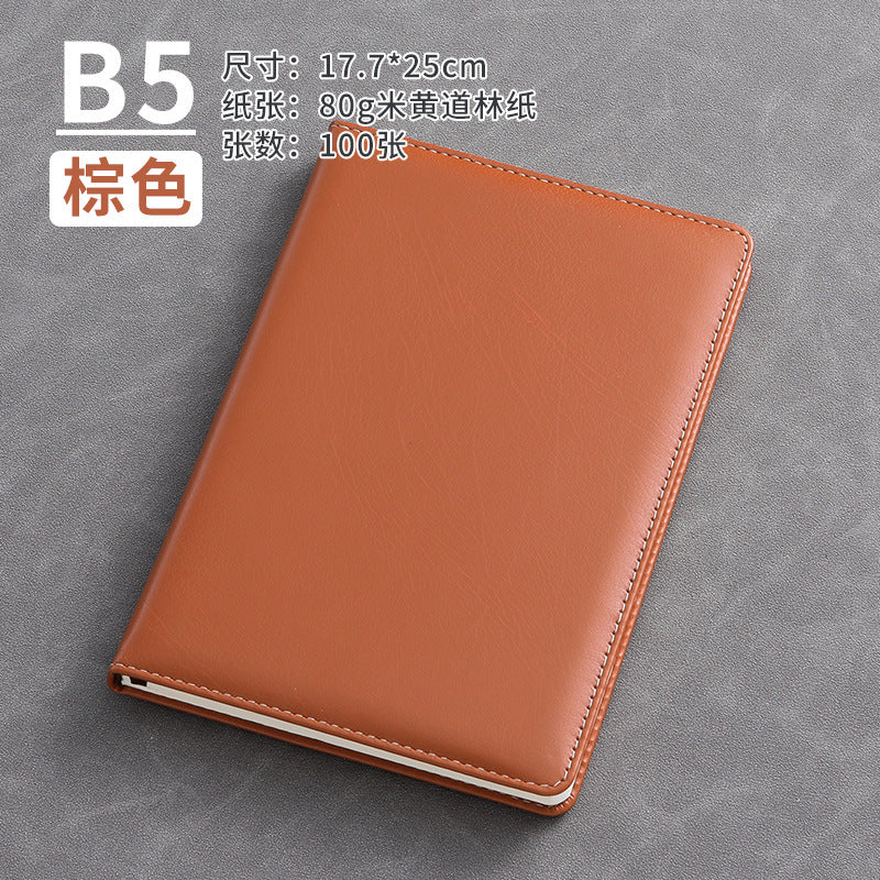 A5 business leather meeting notebook custom cover Logo classic pu notepad advertising gift box custom wholesale