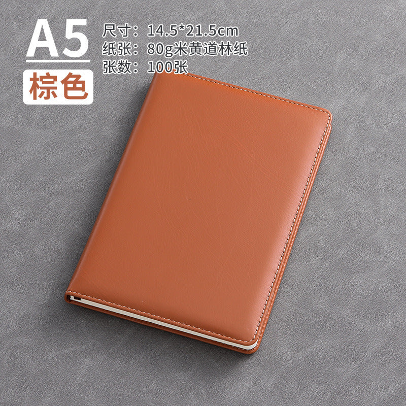 A5 business leather meeting notebook custom cover Logo classic pu notepad advertising gift box custom wholesale