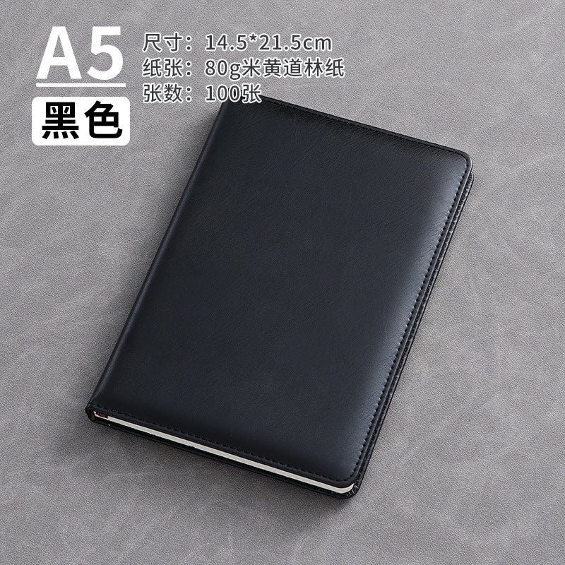 A5 business leather meeting notebook custom cover Logo classic pu notepad advertising gift box custom wholesale