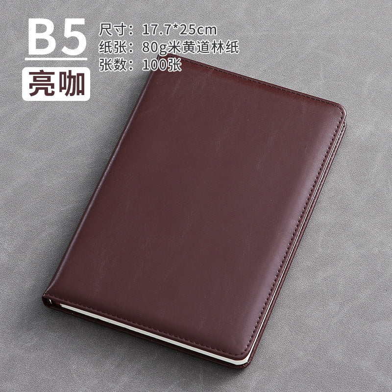 A5 business leather meeting notebook custom cover Logo classic pu notepad advertising gift box custom wholesale