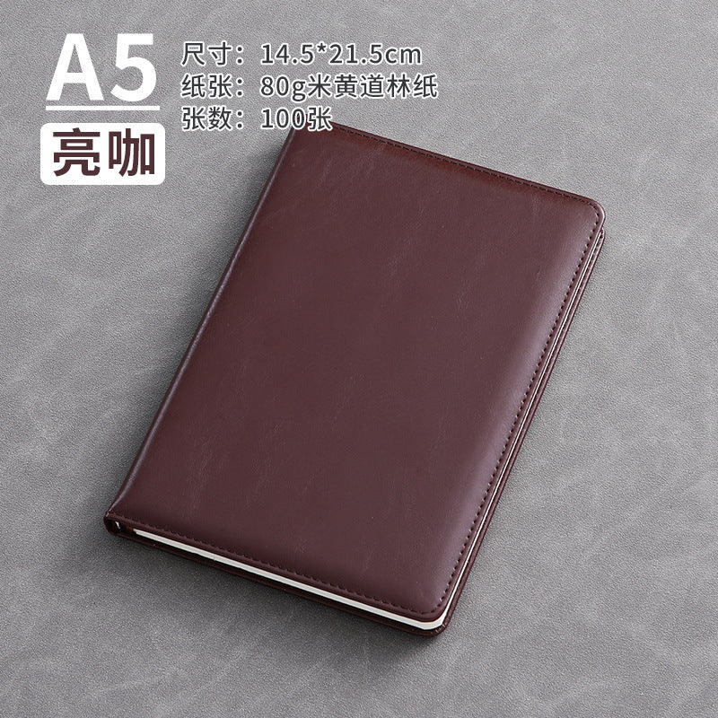 A5 business leather meeting notebook custom cover Logo classic pu notepad advertising gift box custom wholesale