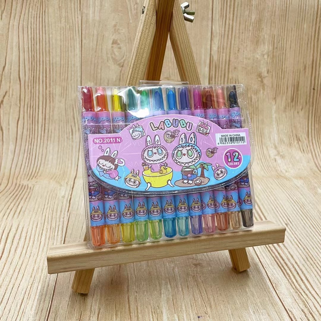 Cartoon Cute 12/18/24 Color Rotating Crayons Creative Painting Stationery Kindergarten Children's Short Crayons