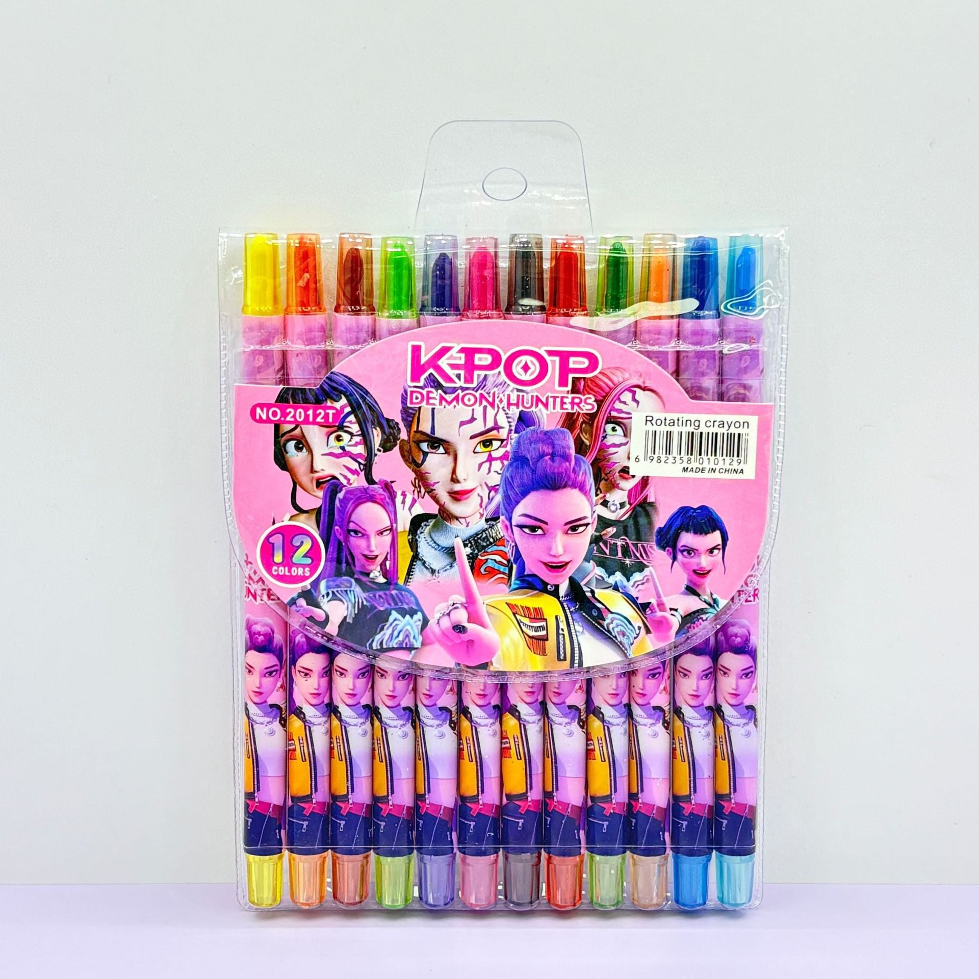 1012 cartoon cute 12 color rotating crayon creative painting stationery kindergarten children long crayons
