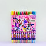 1012 cartoon cute 12 color rotating crayon creative painting stationery kindergarten children long crayons
