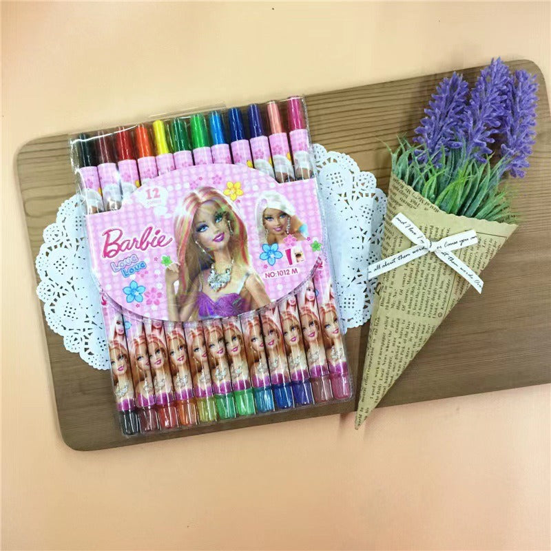 1012 cartoon cute 12 color rotating crayon creative painting stationery kindergarten children long crayons