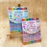1012 cartoon cute 12 color rotating crayon creative painting stationery kindergarten children long crayons
