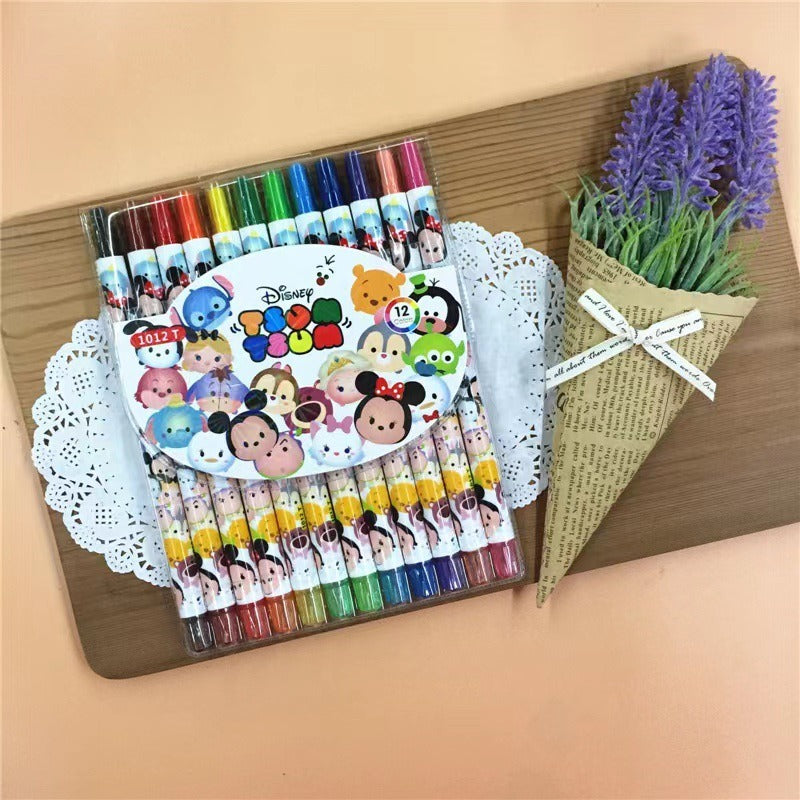 1012 cartoon cute 12 color rotating crayon creative painting stationery kindergarten children long crayons
