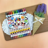 1012 cartoon cute 12 color rotating crayon creative painting stationery kindergarten children long crayons