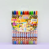 1012 cartoon cute 12 color rotating crayon creative painting stationery kindergarten children long crayons