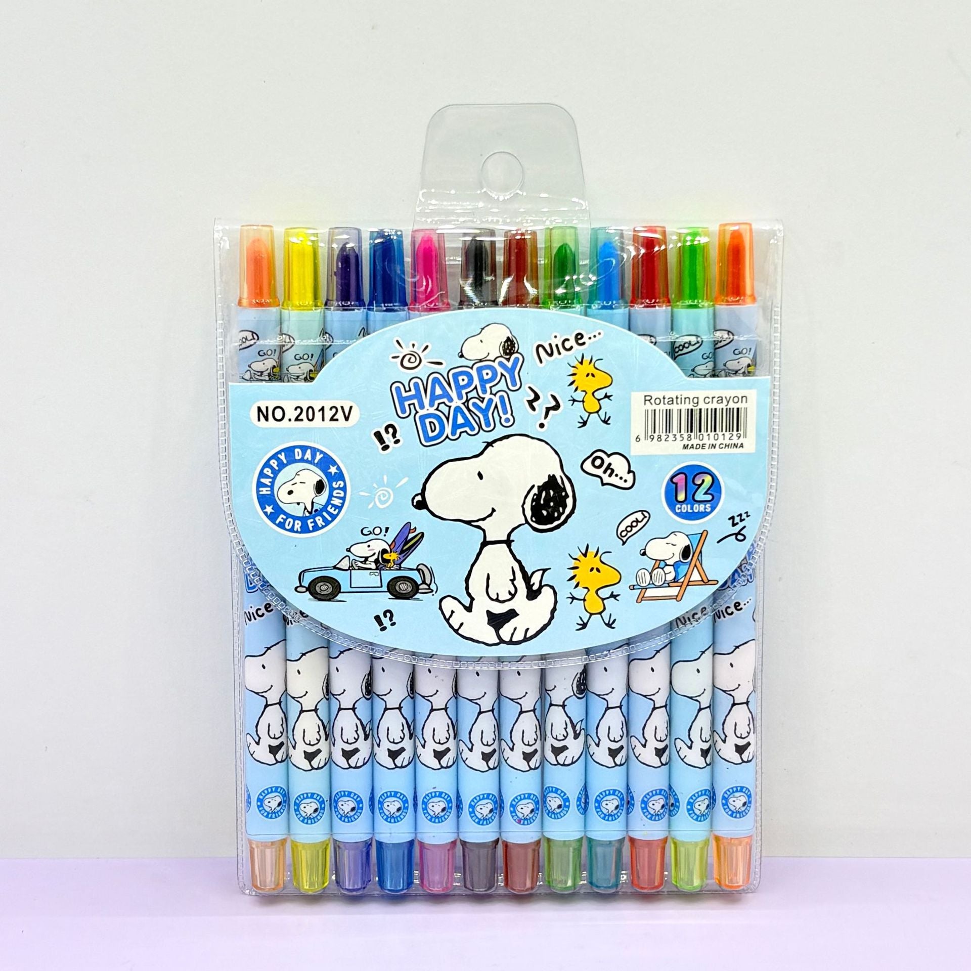 1012 cartoon cute 12 color rotating crayon creative painting stationery kindergarten children long crayons