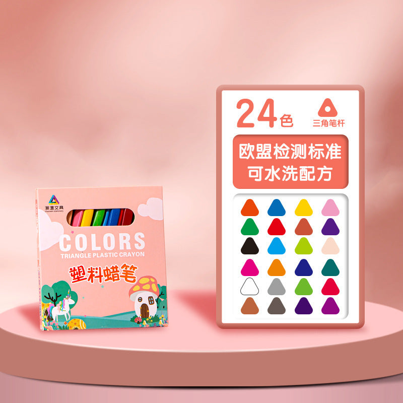 Triangular Crayons Are the First Choice for Children's Drawing. They Have a Triangular Design, Are Easy to Grip, Are Safe, Non-Toxic, and Come in Vibrant Colors