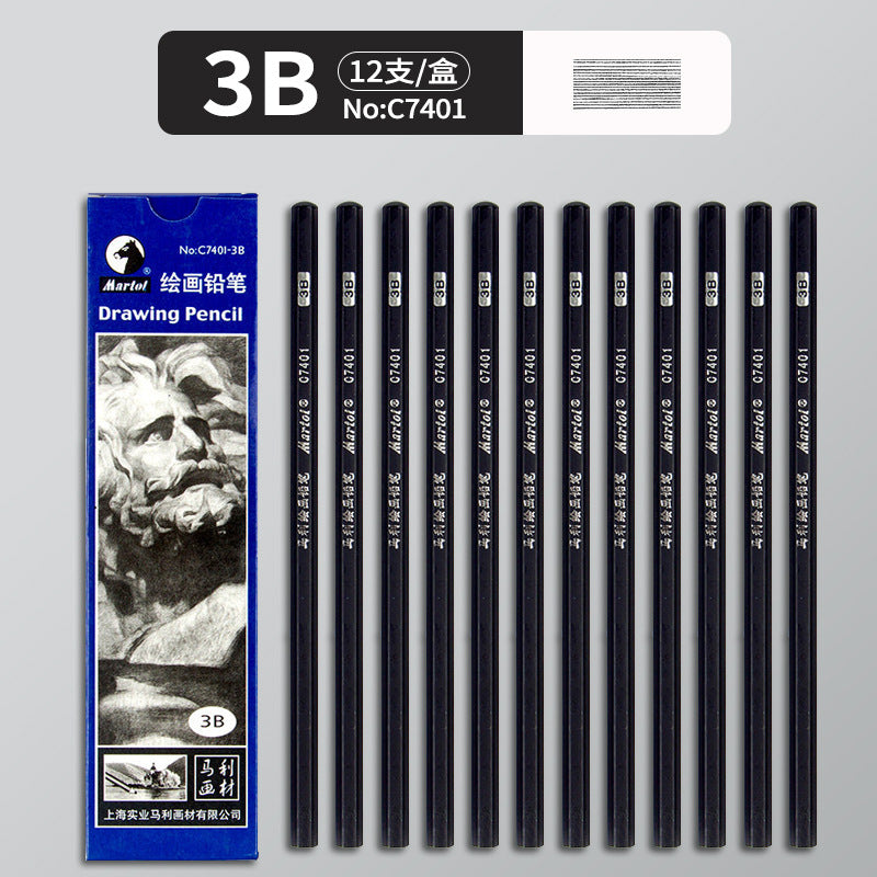 Marley Pencil Sketch Black Full Set Boxed Soft Medium Hard Charcoal Pen hb Art Drawing Exam Matte Sketch Pencil