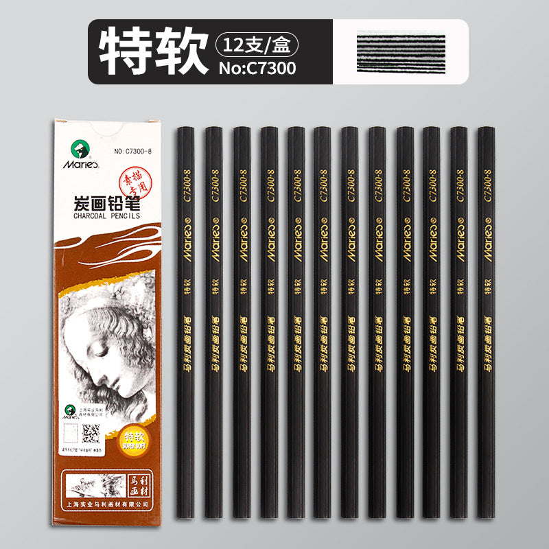 Marley Pencil Sketch Black Full Set Boxed Soft Medium Hard Charcoal Pen hb Art Drawing Exam Matte Sketch Pencil