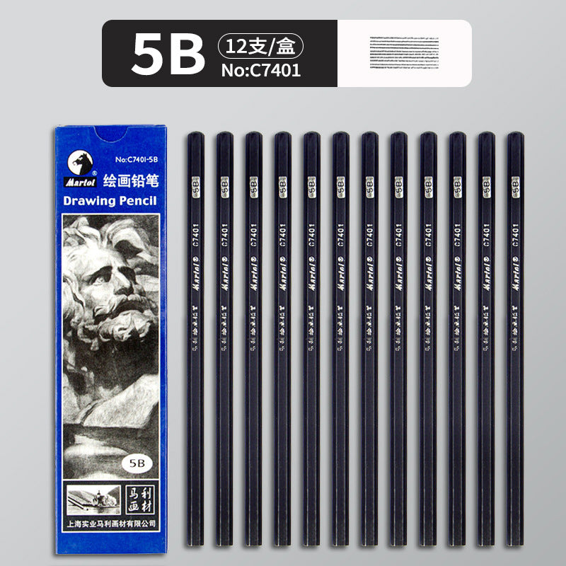 Marley Pencil Sketch Black Full Set Boxed Soft Medium Hard Charcoal Pen hb Art Drawing Exam Matte Sketch Pencil