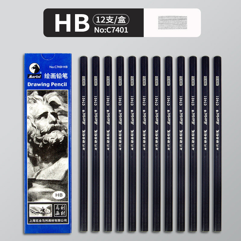 Marley Pencil Sketch Black Full Set Boxed Soft Medium Hard Charcoal Pen hb Art Drawing Exam Matte Sketch Pencil
