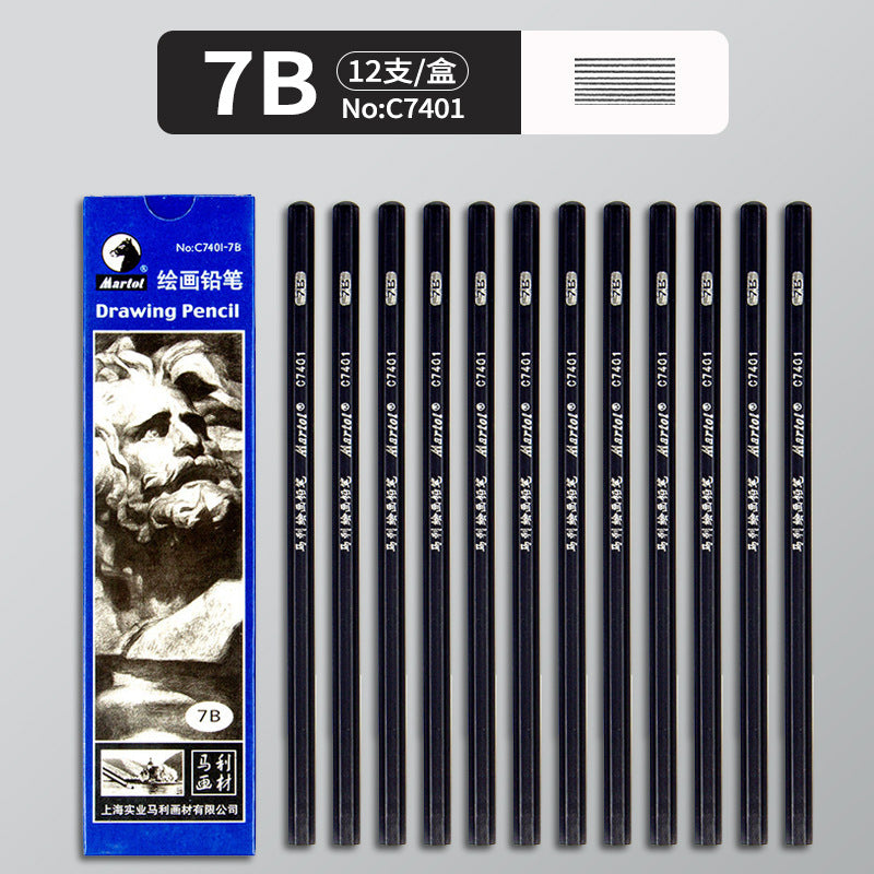 Marley Pencil Sketch Black Full Set Boxed Soft Medium Hard Charcoal Pen hb Art Drawing Exam Matte Sketch Pencil