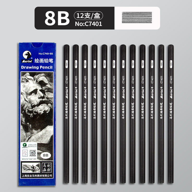 Marley Pencil Sketch Black Full Set Boxed Soft Medium Hard Charcoal Pen hb Art Drawing Exam Matte Sketch Pencil