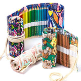 Handmade Canvas Pen Curtain 36/48/72 Holes Large Capacity Niche High-End Pencil Bag Student Sketch Stationery Cosmetics Bag