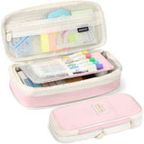 in stock Multi-layer Canvas Retractable Pencil Case Korean Simple High School Student Macaron Color-block Variable Large Capacity Pencil Case