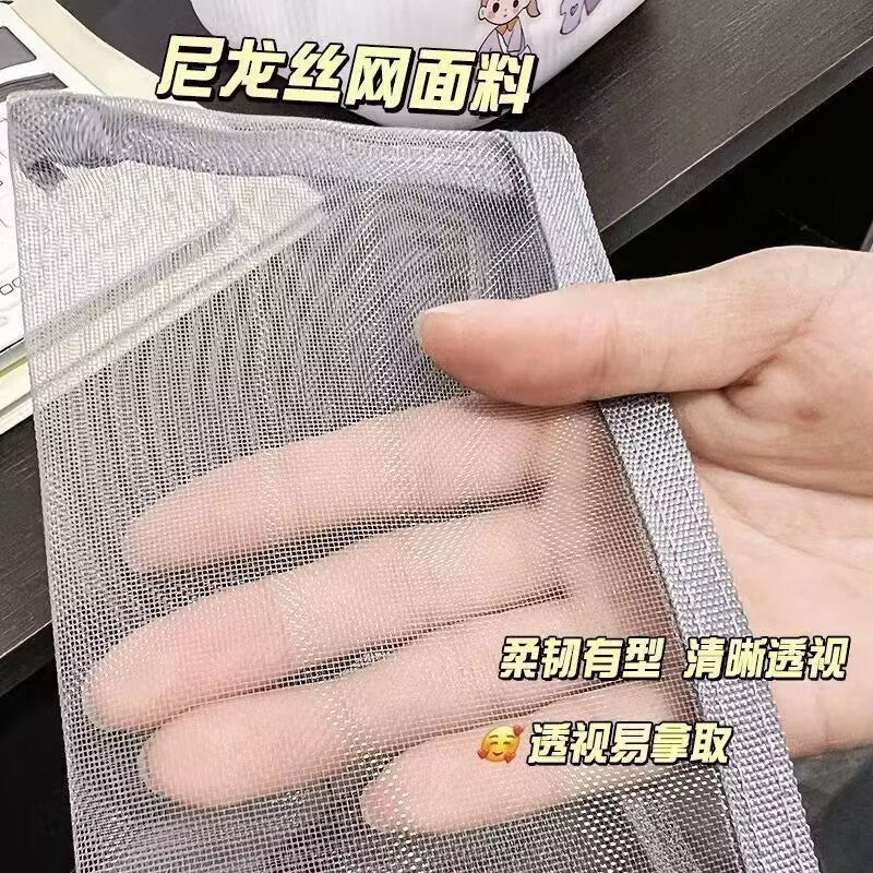 in stock Wholesale File Bag Mesh A6 Transparent Pencil Bag Nylon Simple Student Examination Pencil Bag Large Capacity Storage Bag
