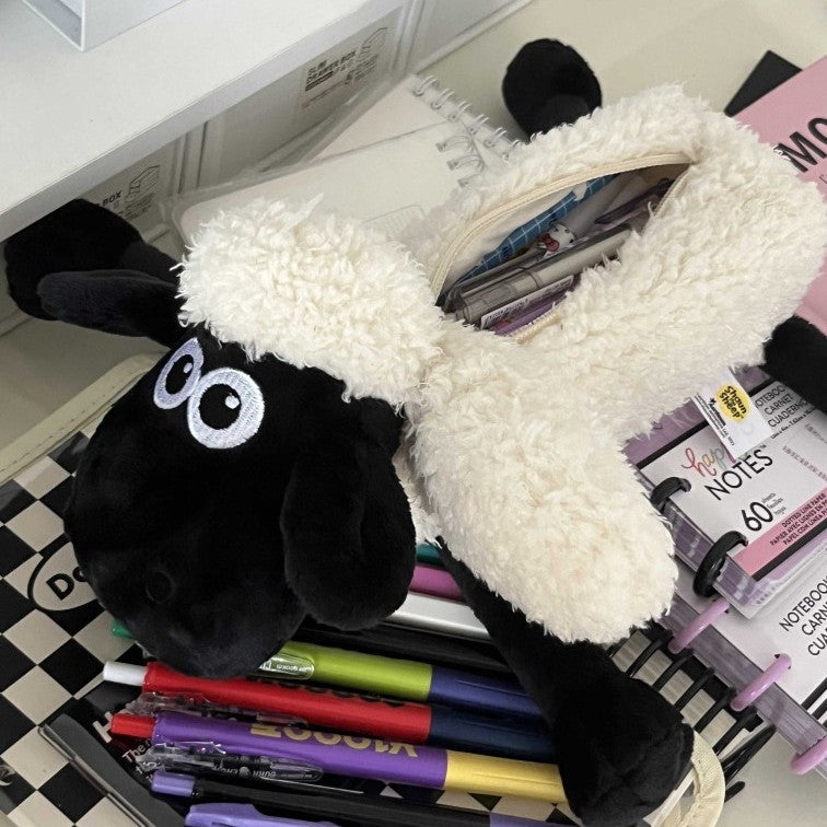 Ins Style Cute Plush Peter Rabbit Doll Pencil Bag Preppy Style Soft Cute Healing Animal Stationery Cosmetics Bag