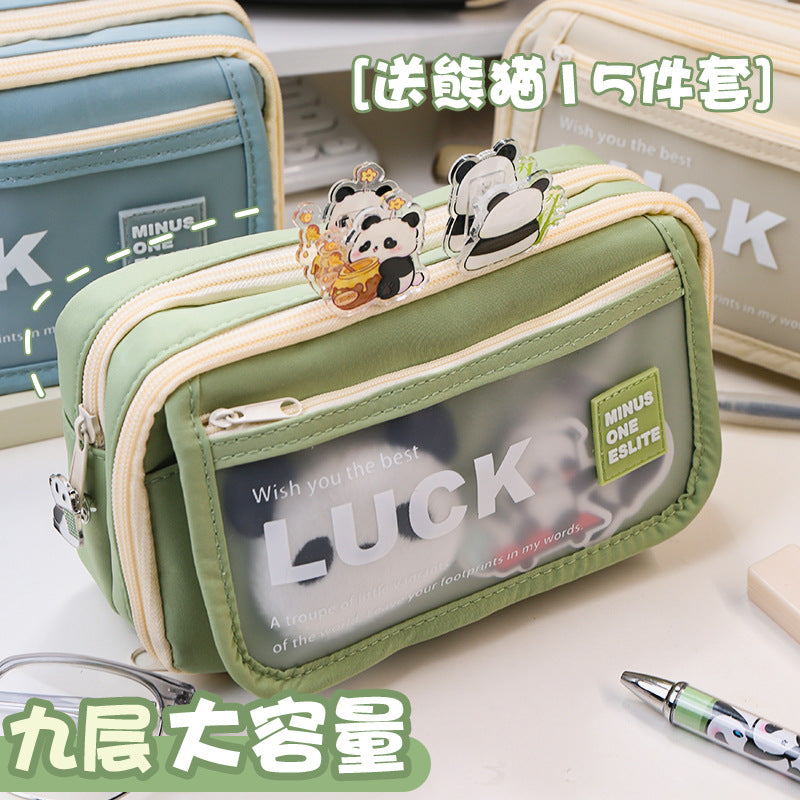 Stationery Pencil Case Large Capacity Flip Cover High-Looking Ins Student Pencil Case Junior High School Student Niche Men and Women Stationery Box