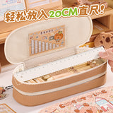 Pu Double-Layer Large-Capacity Pencil Case with Cartoon Capybara Theme, Pencil Box for Primary and Secondary School Students, Stationery Storage Bag with Compartments