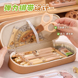 Pu Double-Layer Large-Capacity Pencil Case with Cartoon Capybara Theme, Pencil Box for Primary and Secondary School Students, Stationery Storage Bag with Compartments