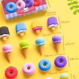 Creative modeling student rubber ice cream cake eraser set hamburger cartoon eraser Stationery Gift