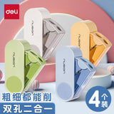 Deli Ns074 Double-Hole Pencil Sharpener Large Aperture Pencil Sharpener Primary School Student Mini Multi-Functional Portable Pencil Sharpener
