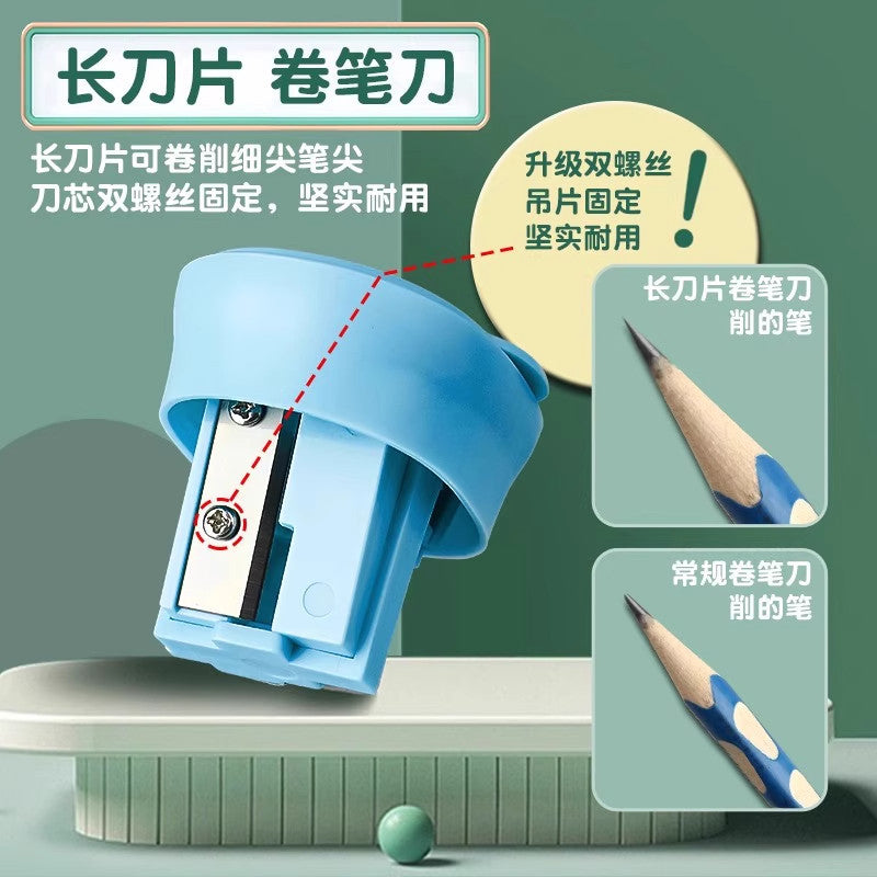 Efficient Pencil Sharpener with Three Holes for Different Thicknesses, Prevents Shavings from Flying, Suitable for Kindergarten and Elementary School Art Classes
