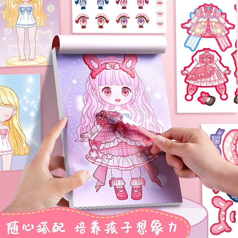Large Princess Dress-up Full Body Dress-up Sticker Hand Account Book Children's Makeup Handmade DIY Puzzle Decoration Sticker Book