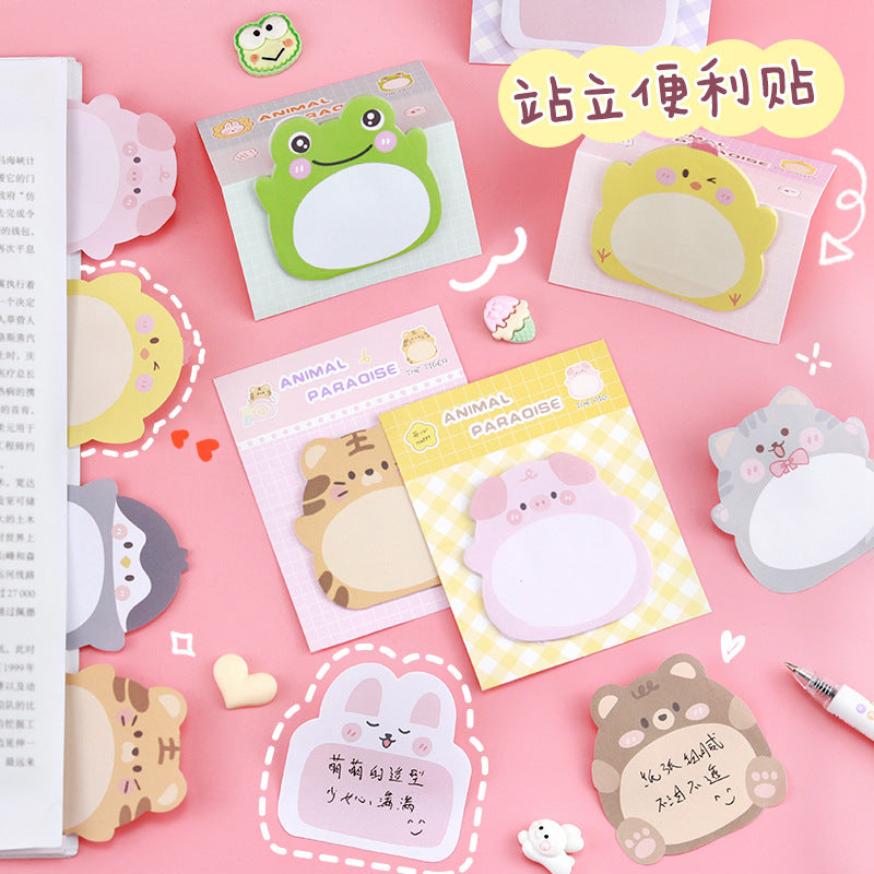 Korean Cute Cartoon Animal Sticky Notes Creative Animal Standing Message Memo Sticky Notes Can Be Customized with Logo
