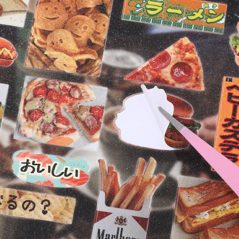 Core Mo Japanese Food Sticker Book Huge Thick Split Colorful Food Ancient Early Die Cut Sticker Book Cartoon Handbook Sticker