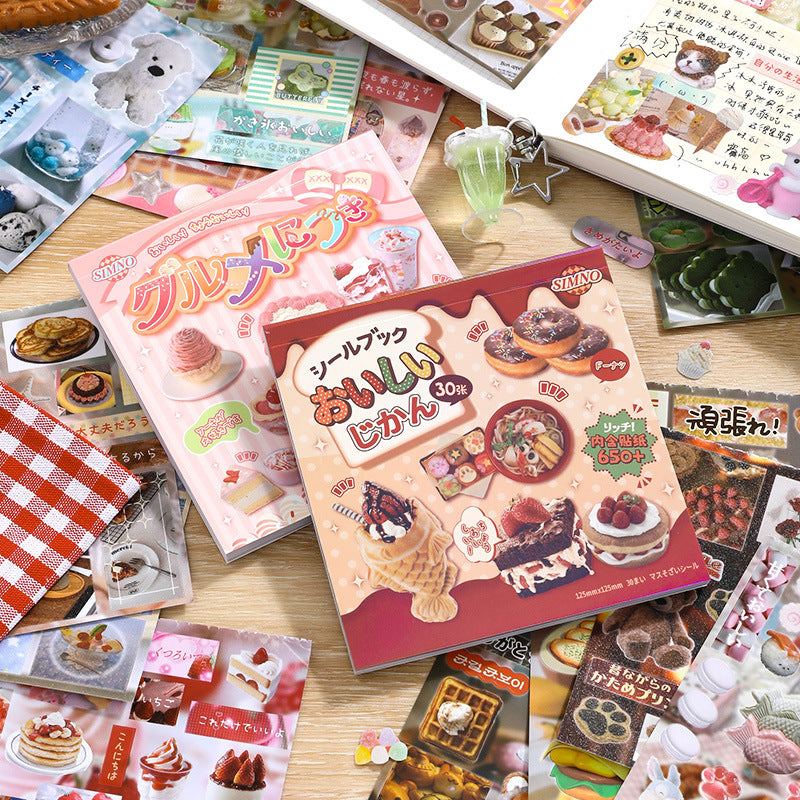 Core Mo Japanese Food Sticker Book Huge Thick Split Colorful Food Ancient Early Die Cut Sticker Book Cartoon Handbook Sticker