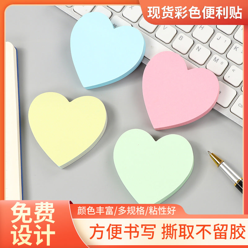 Manufacturer's Ready-Made Creative Heart Sticky Notes Ins Sticky Notes N Times Message Notepad Colorful Note Pad Wholesale
