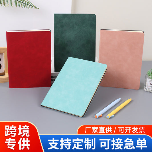 Business Soft Leather A5 Notebook, Customizable with Logo Printing, High-End Vintage Style, Suitable for Corporate Office Meeting Notes