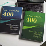 A4 Thickened 200-Page Thin Notebook for Students, Suitable for Exam Preparation, Public Service Exams, and Note-Taking, with American-Style Horizontal Lines