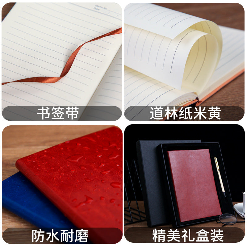 A5 business leather meeting notebook custom cover Logo classic pu notepad advertising gift box custom wholesale