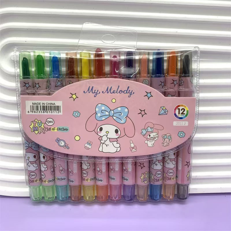 Cartoon Cute 12/18/24 Color Rotating Crayons Creative Painting Stationery Kindergarten Children's Short Crayons