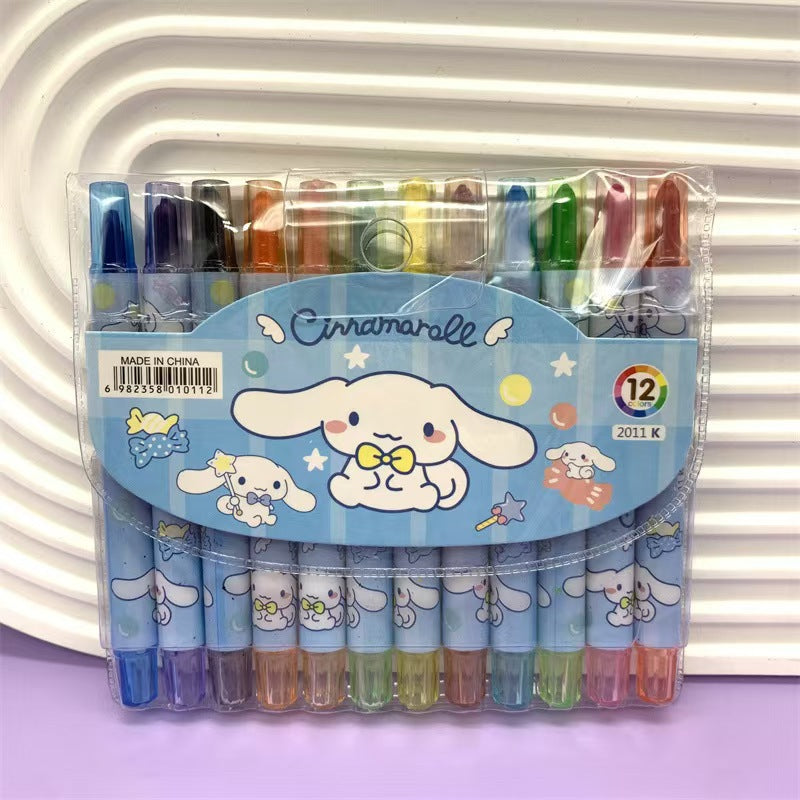 Cartoon Cute 12/18/24 Color Rotating Crayons Creative Painting Stationery Kindergarten Children's Short Crayons