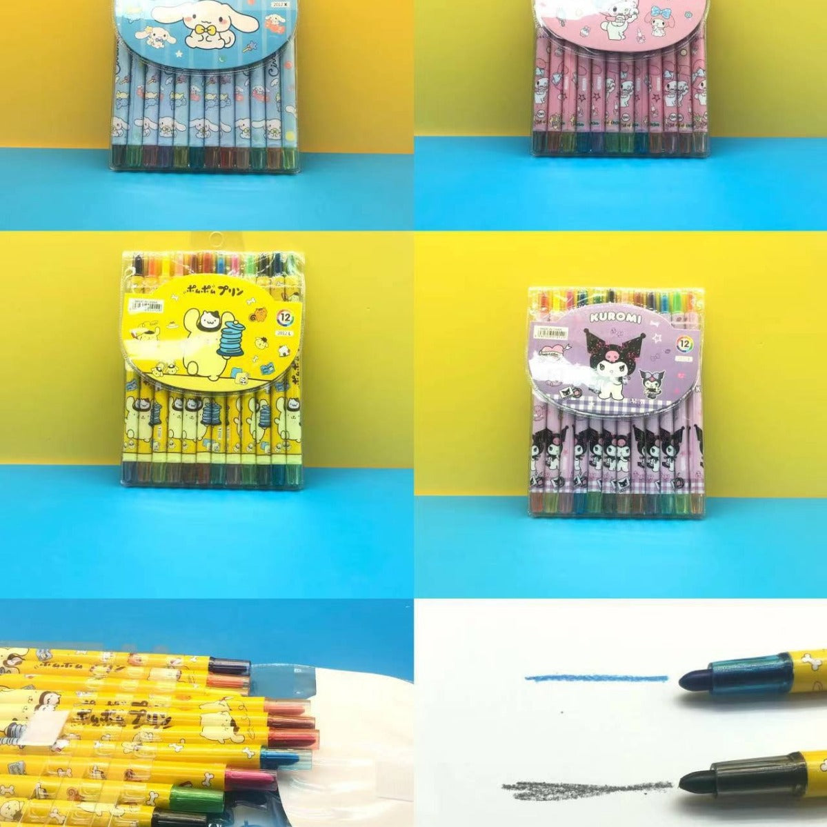 1012 cartoon cute 12 color rotating crayon creative painting stationery kindergarten children long crayons