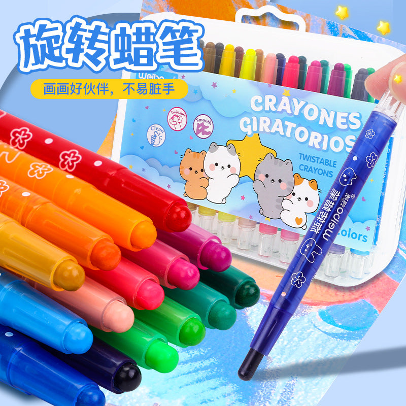 Weibo Stationery Children's Student Doodle Rotating Spiral Non-Staining Multi-Color Painting Drawing Pens Crayons