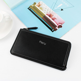 PIERU Ultra-Thin Women’s Long Wallet – Plaid PU Leather with Metal Zipper