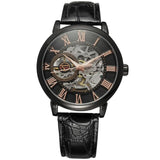 Forsining Men’s Retro Mechanical Watch – Skeleton Dial with Leather Strap