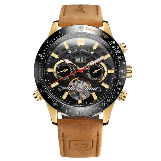 FORSINING Men's Tourbillon Mechanical Watch – Multi-Functional Fashion Timepiece