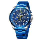 FORSINING Men's Mechanical Watch – Luminous Chronograph, Steel Strap, Auto Calendar