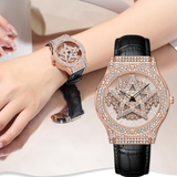 SANDA Women's Star Quartz Watch – Waterproof Leather Strap Casual Ladies Timepiece