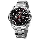 FORSINING Men's Mechanical Watch – Luminous Chronograph, Steel Strap, Auto Calendar