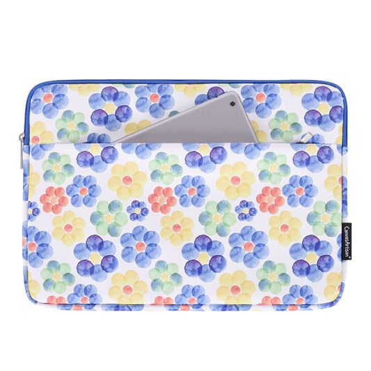 Waterproof Laptop Sleeve Case – Leather Case with Watercolor Flower Print, 11–15 Inch